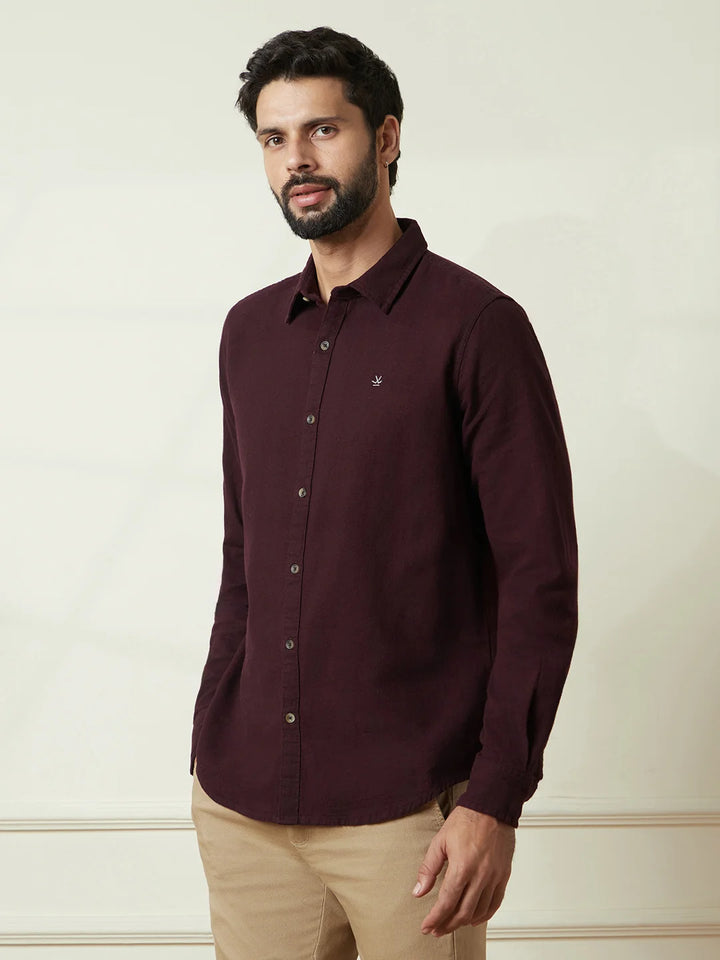 Textured Slim Fit Shirt | Maroon