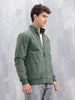 Men's Solid Casual Bomber Jacket | Green