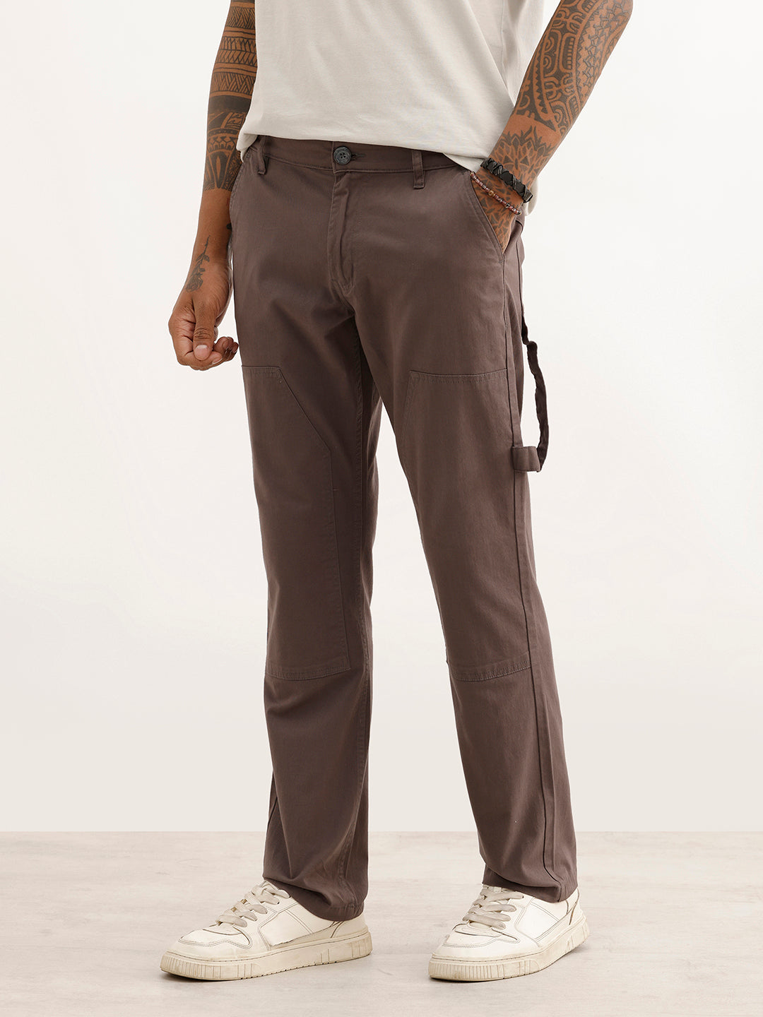 Solid Straight Fit Carpenter Trouser | Grey