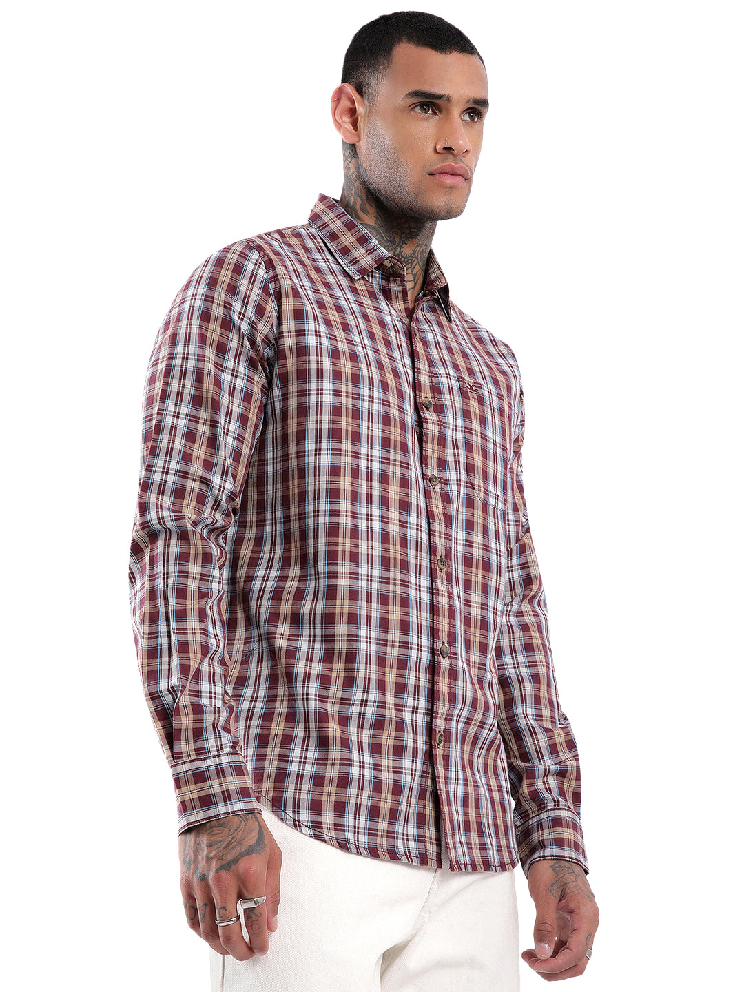 Navy-White Checkered Shirt