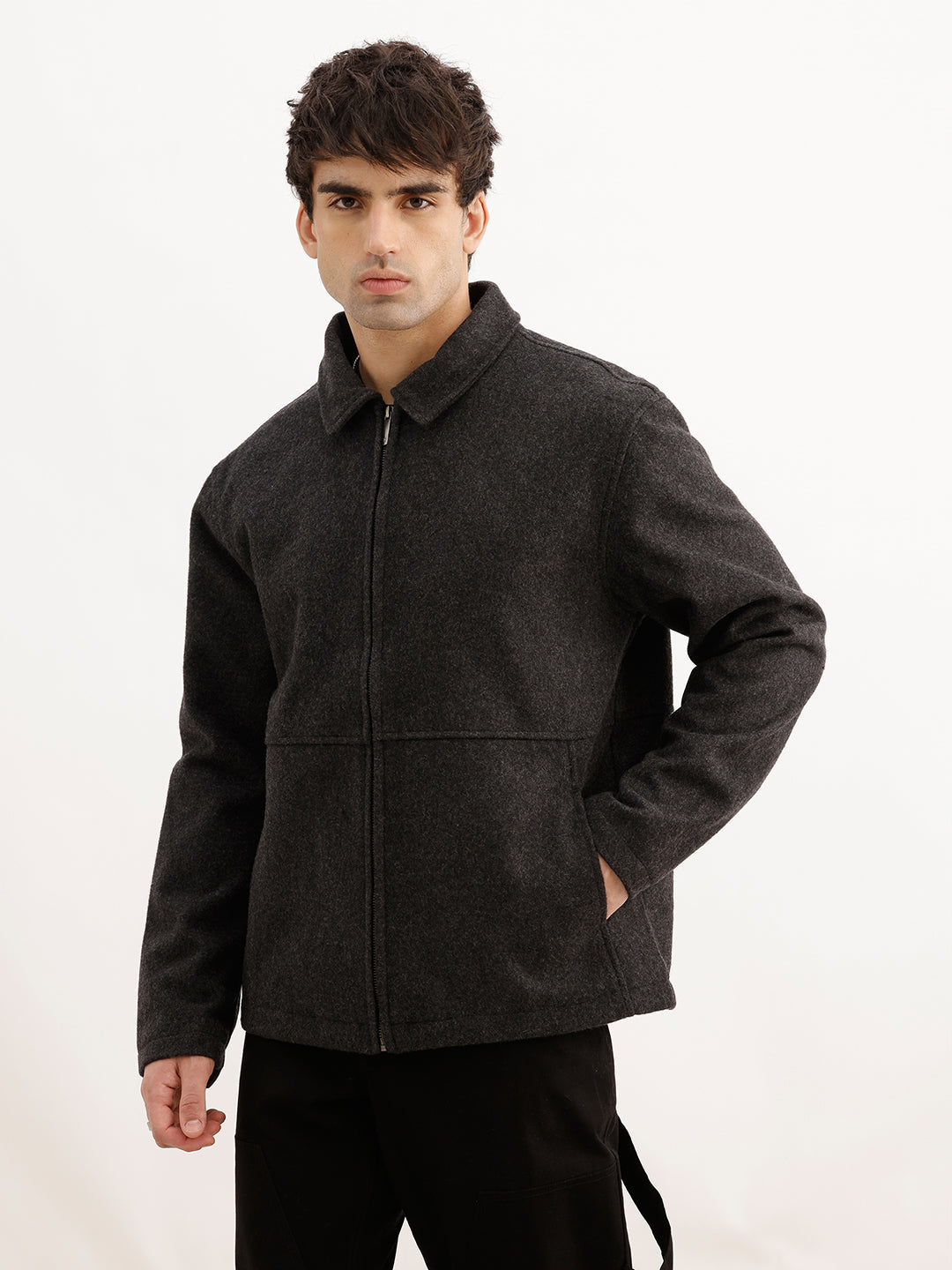 Classic Solid Comfort Fit Jacket | Charcoal | WJK02FSCM1063W