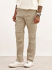Solid Straight Fit Cargo Trouser | Beige