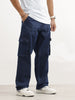 Faded Loose Fit Denim Cargo | Dark Blue