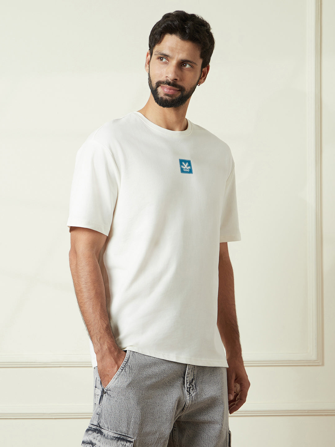 Wrogn Tropics Oversized T-Shirt in Off White