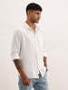 Solid Slim Fit Textured 100% Cotton Shirt | White | WSH02FSSL7123W