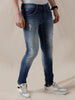 Acid Washed Tapered Fit Jeans