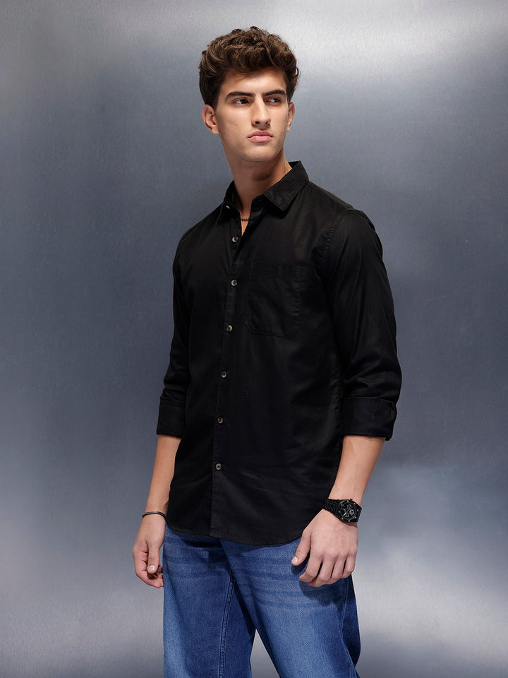 Men's Casual Slim Fit Shirt  | Black