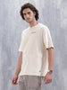 Casual Men Oversized Fit Tee With Flat Lock Detail | Beige