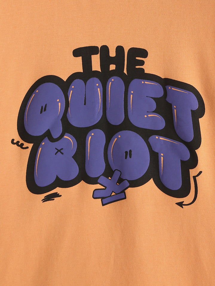 Puff Print Oversized Fit T-Shirt | Light Orange