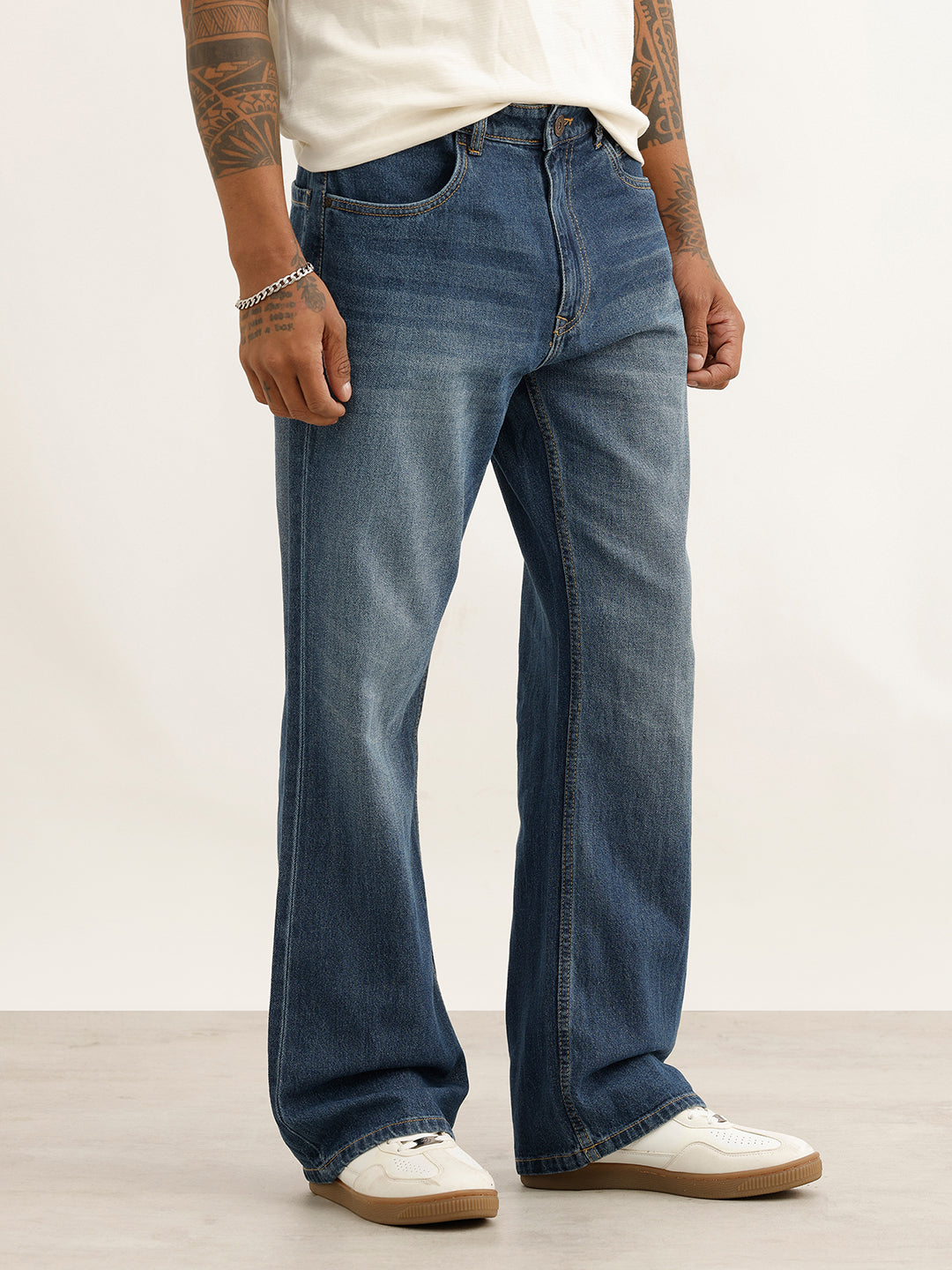 Classic Washed Bootcut Denim Jeans | Blue