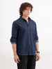 Slim Fit Distressed Denim Shirt | Dark Blue