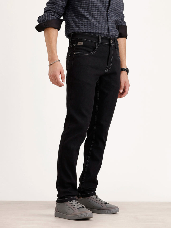 Solid Slim Fit Denim Jeans | Black