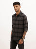Slim Fit Full Sleeve Checkered Shirt | Dark Grey