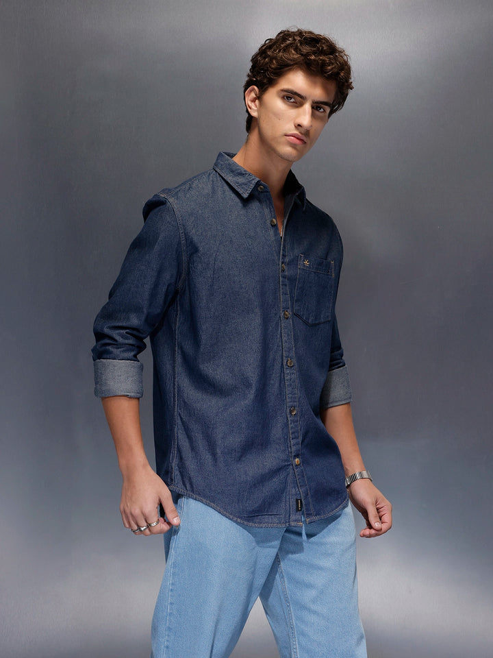 Men's Slim Fit Denim Shirt  |  Blue