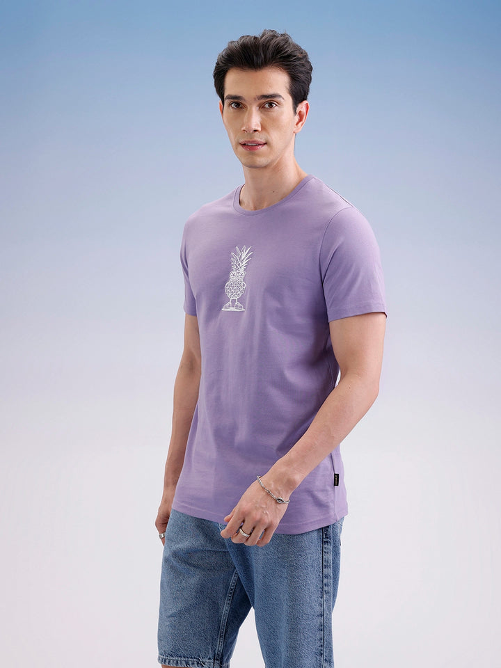 Slim Fit Classic Embroidered T-Shirt  | Purple