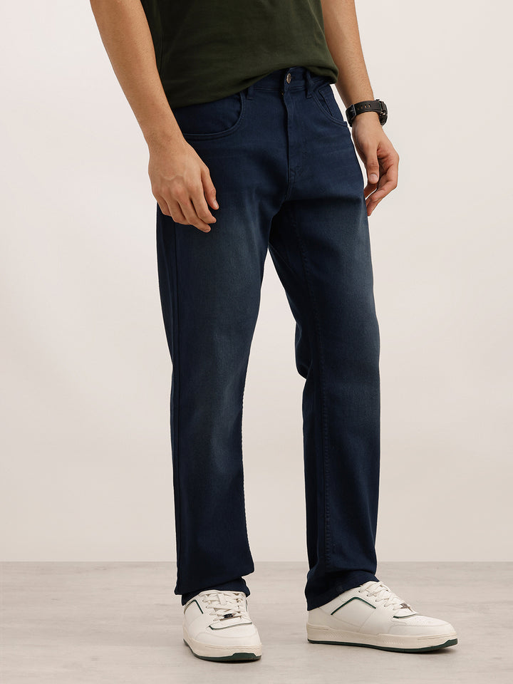 Washed Relaxed Fit Denim Jeans | Dark Blue