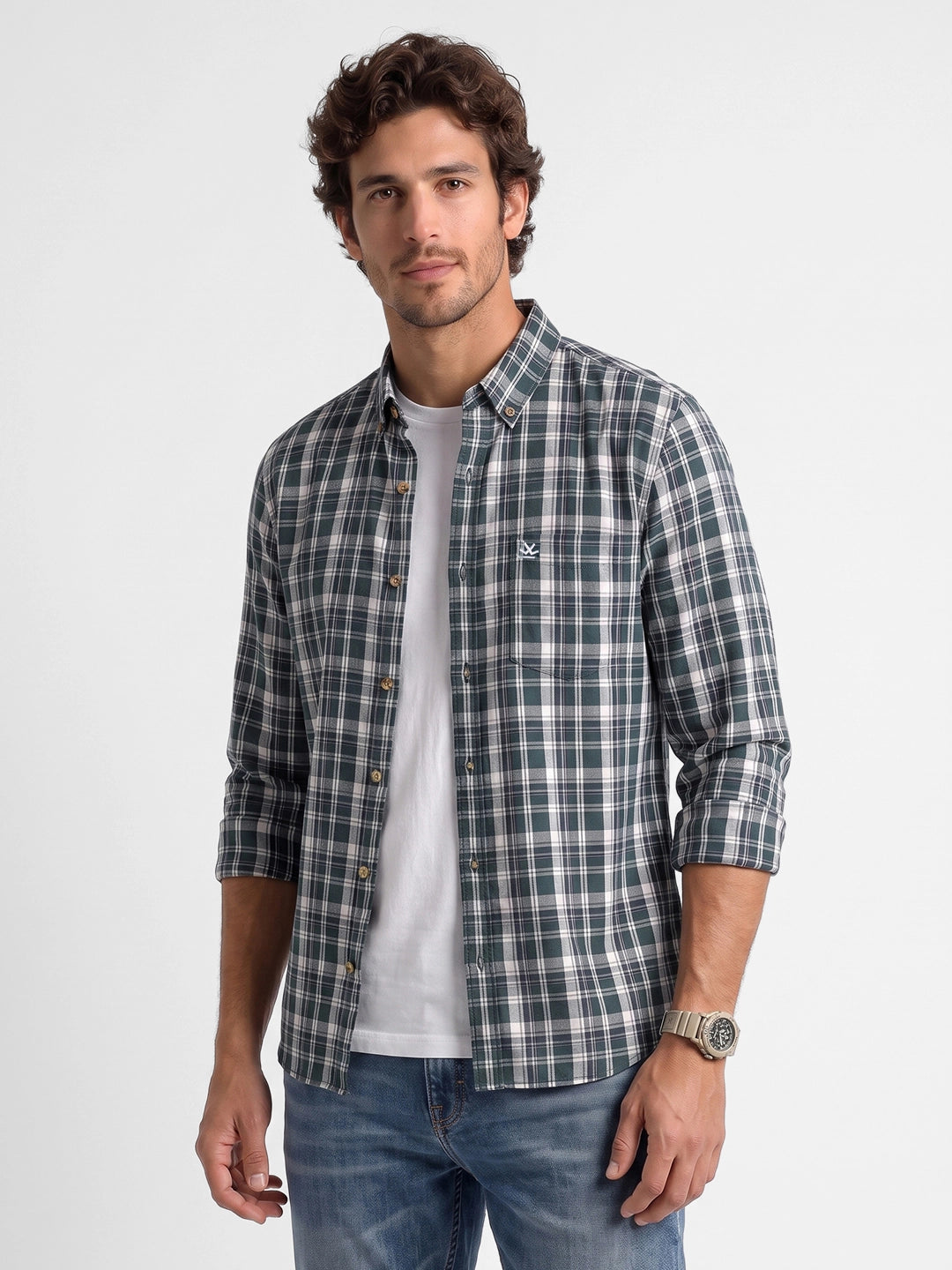 Classic Regular Fit Checkered Shirt | Green | WUSH2687F