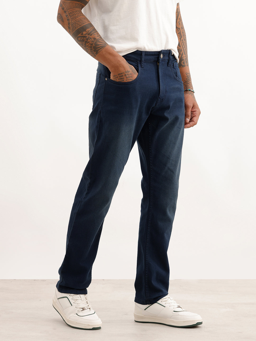 Solid Slim Fit Denim Jeans | Dark Blue