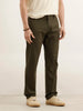 Straight Fit Solid Trouser | Olive