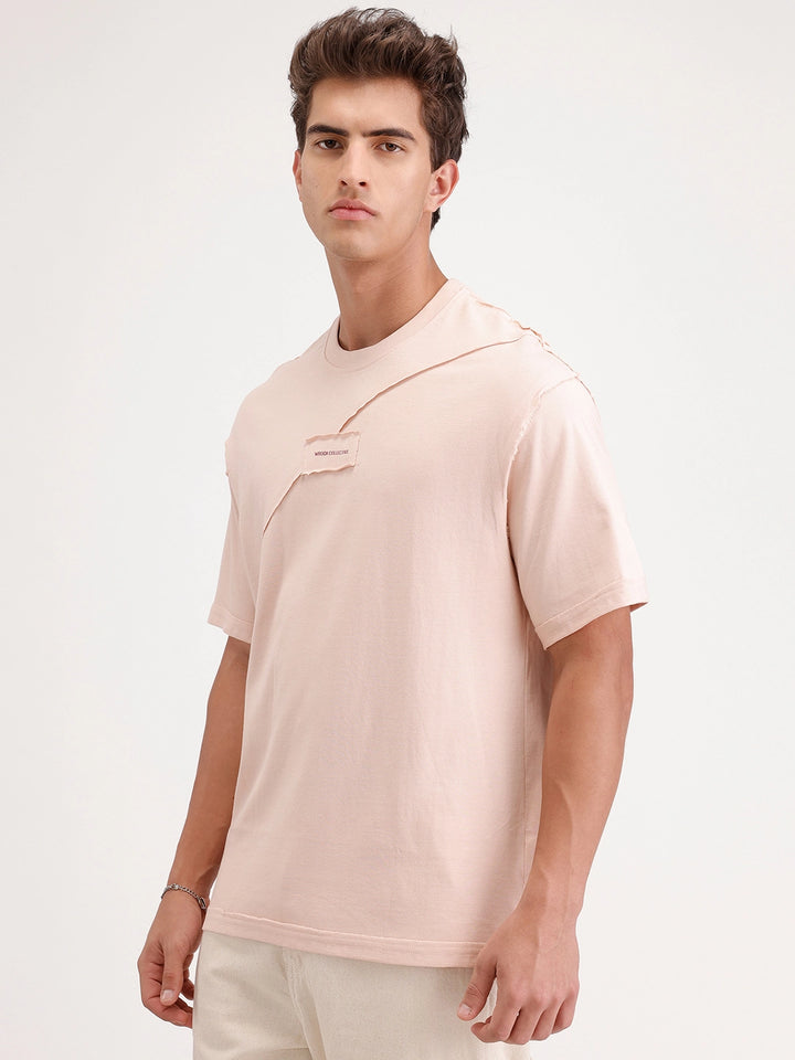 Solid Oversized Cut & Sew T-Shirt | Pink