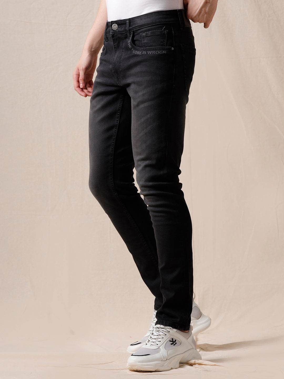 Solid Slim Fit Charcoal Jeans