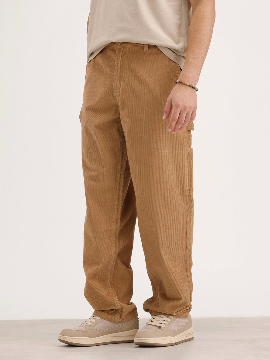 Loose Fit Corduroy Cargo Trouser | Khaki