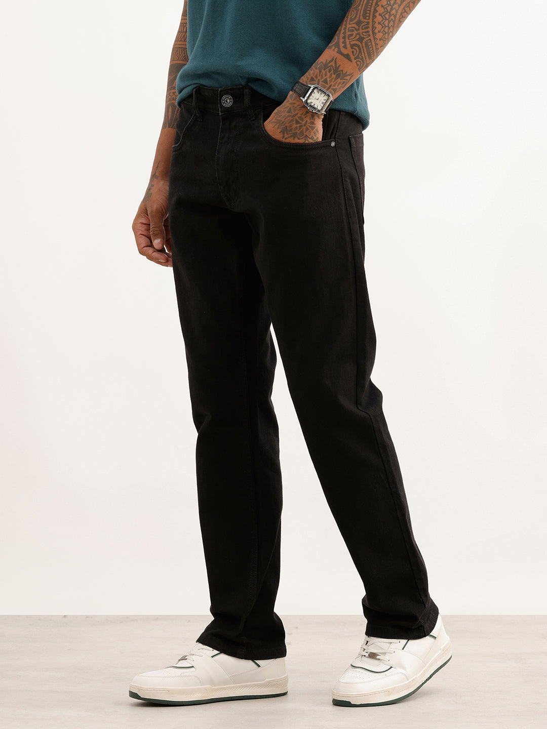 Solid Straight Fit Denim Jeans | Black | WJN0200SR2127S