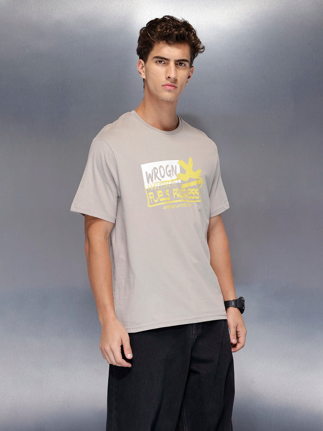 Men’sregular fit printed t-shirt | Grey