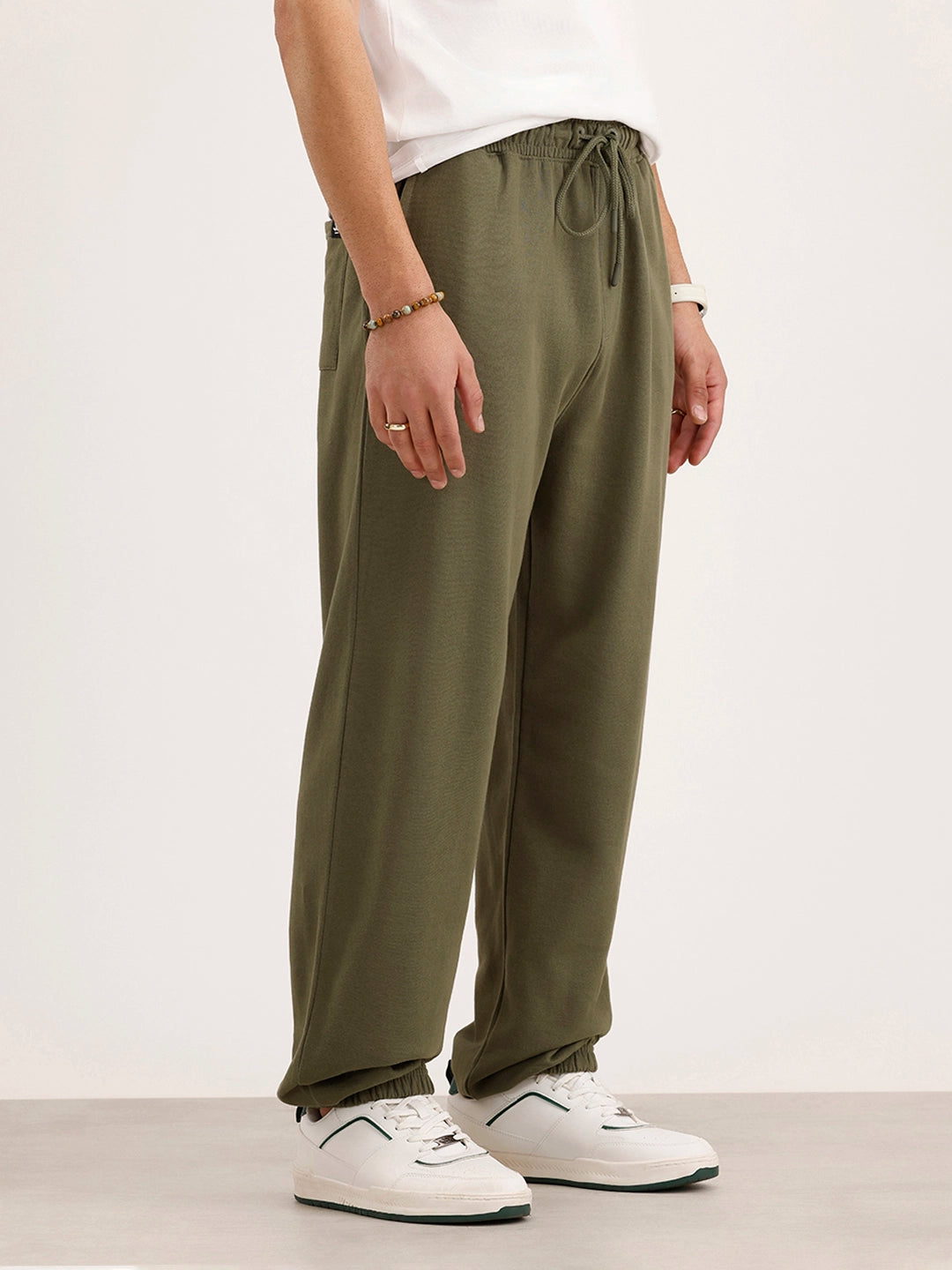 Oversized Fit Placement Printed Jogger | Olive
