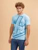 Placement Printed Regular Fit T-Shirt | Light Blue