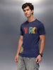 Placement Printed Regular Fit T-Shirt   |  Navy Blue