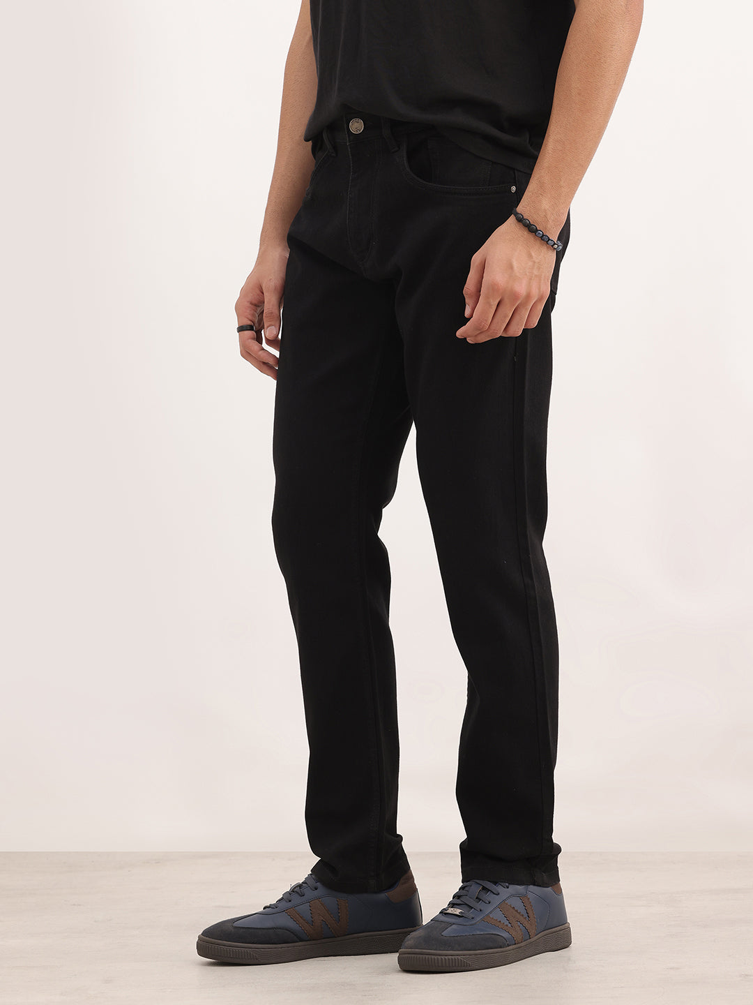 Solid Slim Fit Denim Jeans | Black