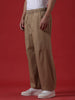 Khaki Dyed Loose Fit Trousers