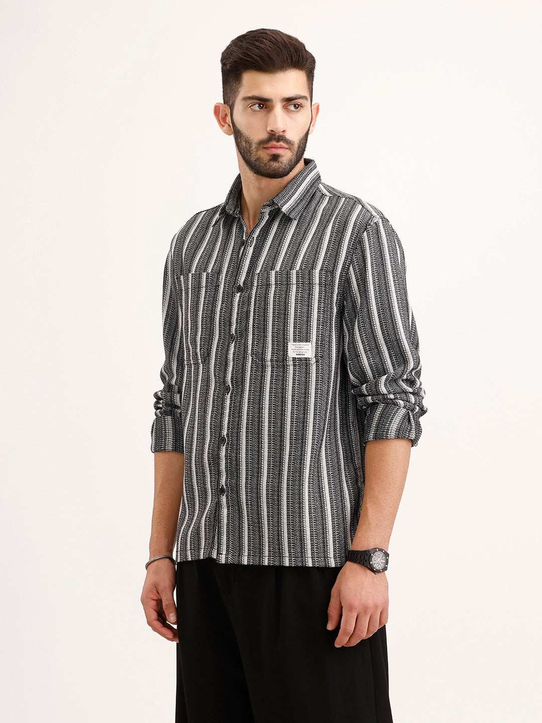 Comfort Fit Double Pocket Shirt | Black