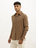 Classic Slim Fit Textured Stripe Shirt | Brown