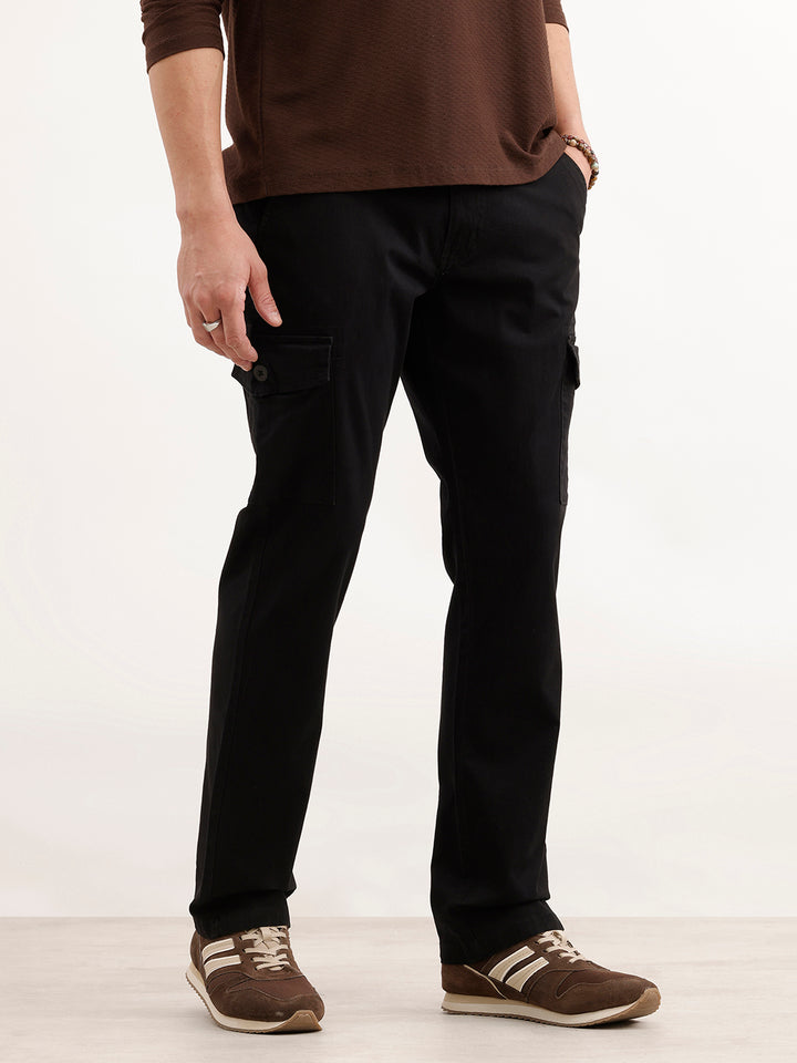 Straight Fit Mens Trouser  | Black
