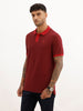 Slim Fit Contrast Collar Polo T-Shirt | Maroon