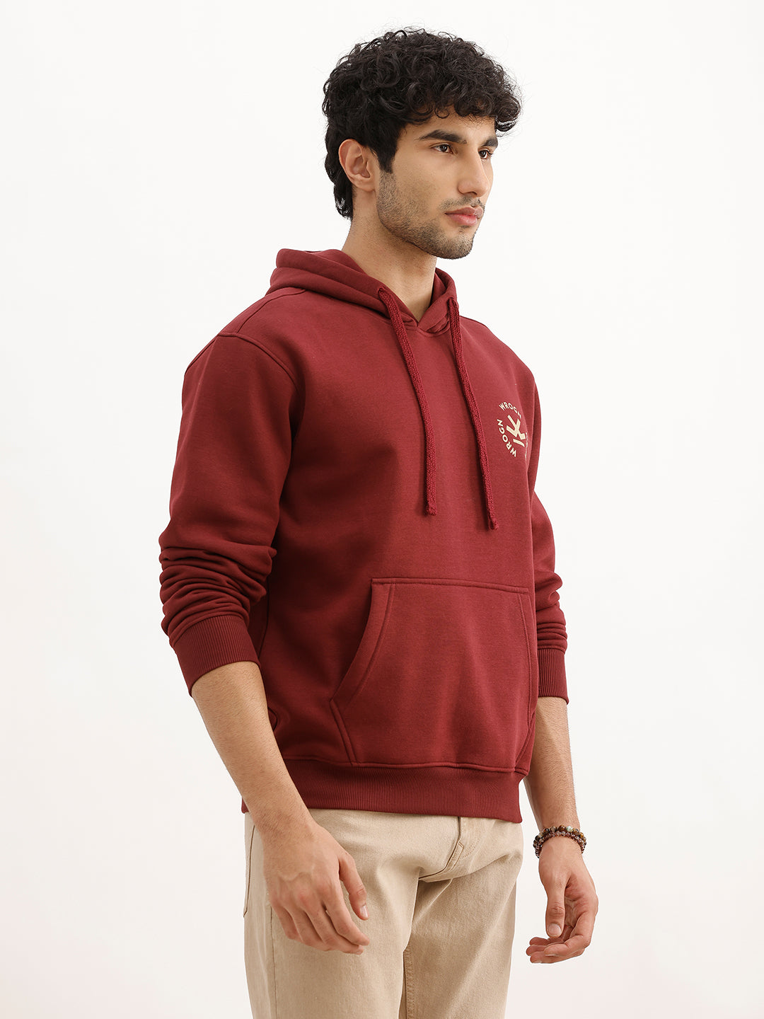 Classic Placement Printed Hooded Sweatshirt | Maroon