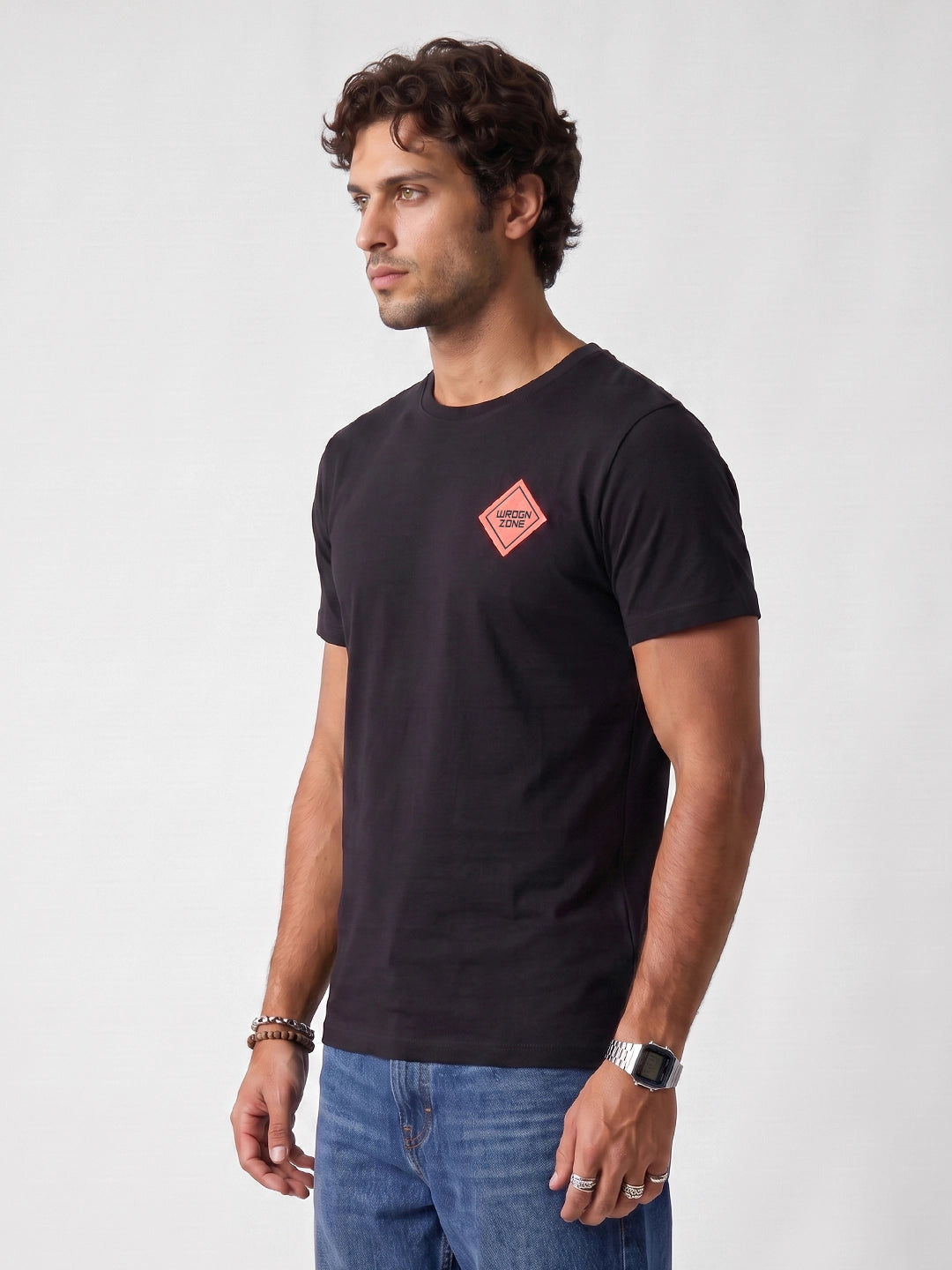 Regular Fit Placement Printed T-Shirt | Black | WSTS052CF