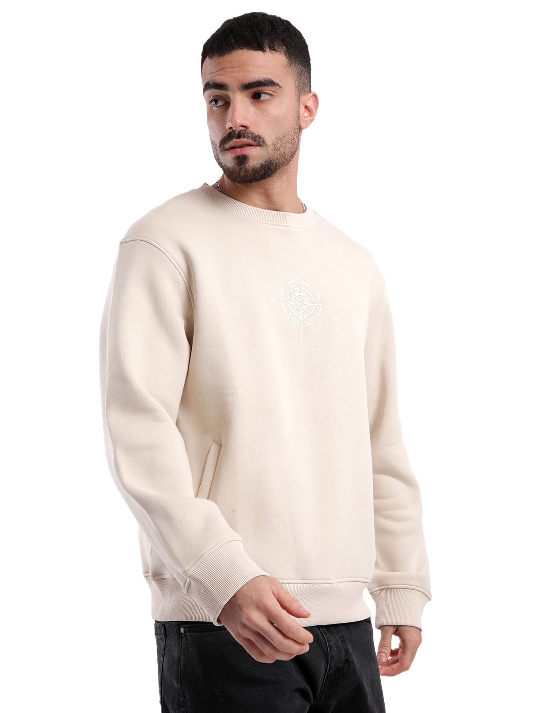 Premium Beige Emroidered Sweatshirt