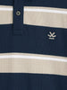 Yarn Dyed Striped Polo T-Shirt | Navy Blue