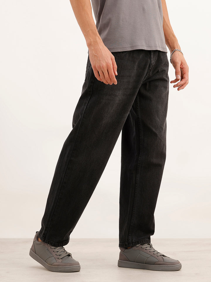 Solid Loose Fit Denim Jeans | Black