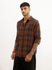 Slim Fit Checkered Full Sleeve Shirt | Brown