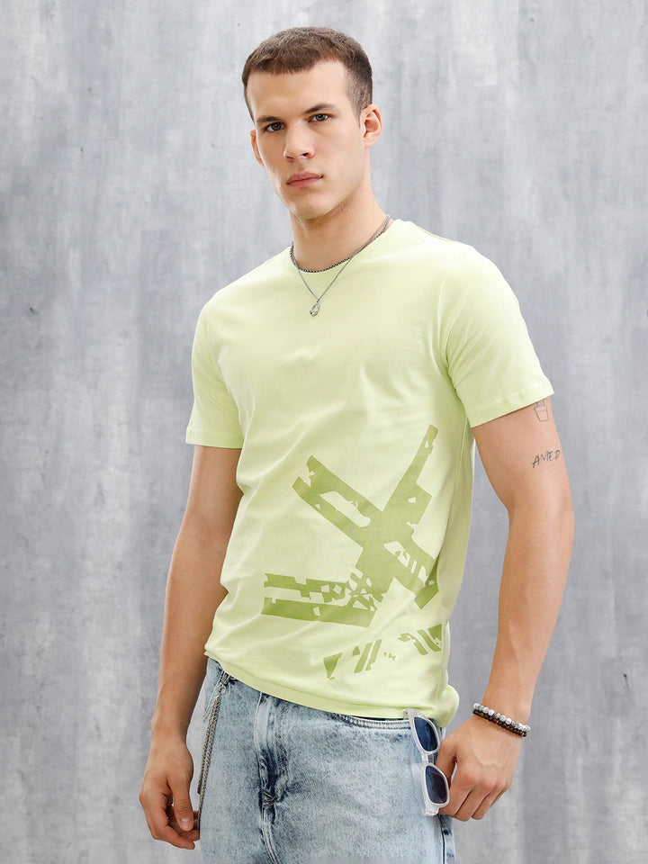 Logo Placement Printed T-Shirt | Light Green