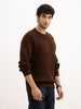 Solid Oversized Knitted Sweater | Brown