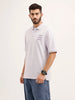 Oversized Back Printed Polo T-Shirt | Purple