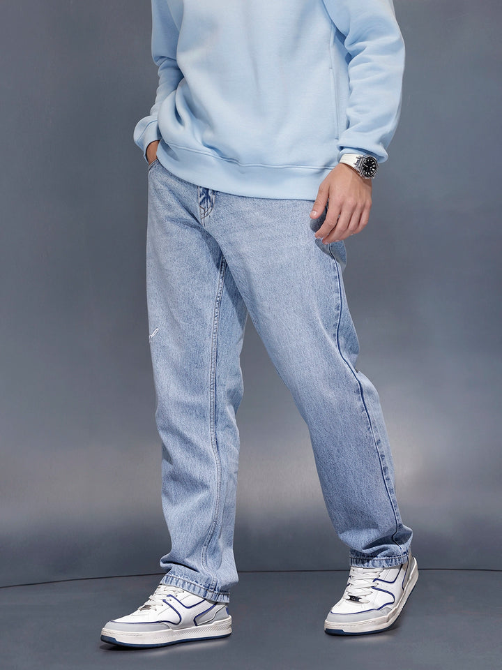 Men Casual Anti Fit Jeans With Tonal Embroidery | Super Stone