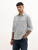 Solid Slim Fit Double Pocket Shirt | Grey