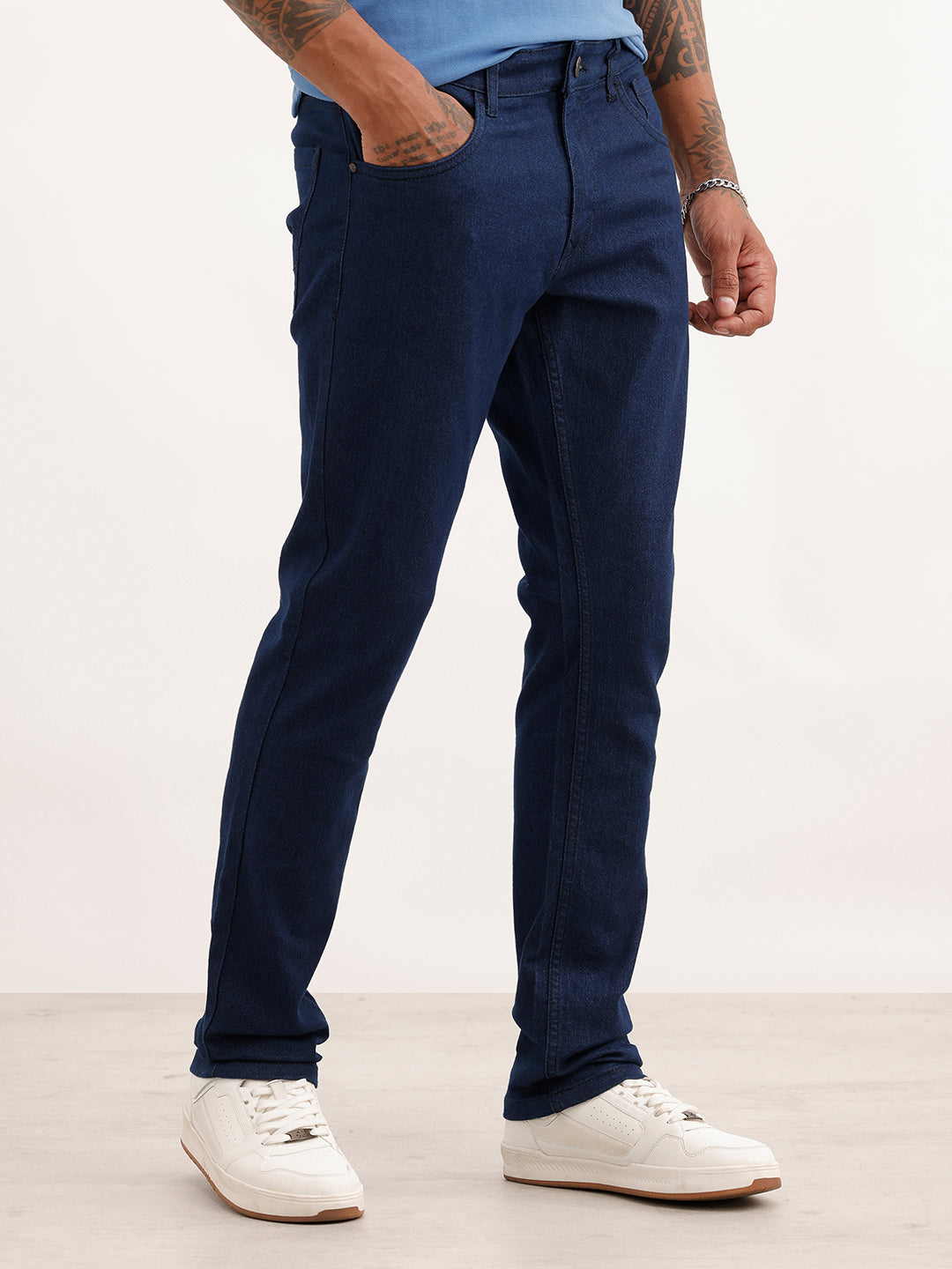 Solid Slim Fit Denim Jeans | Blue | WUJN2646F