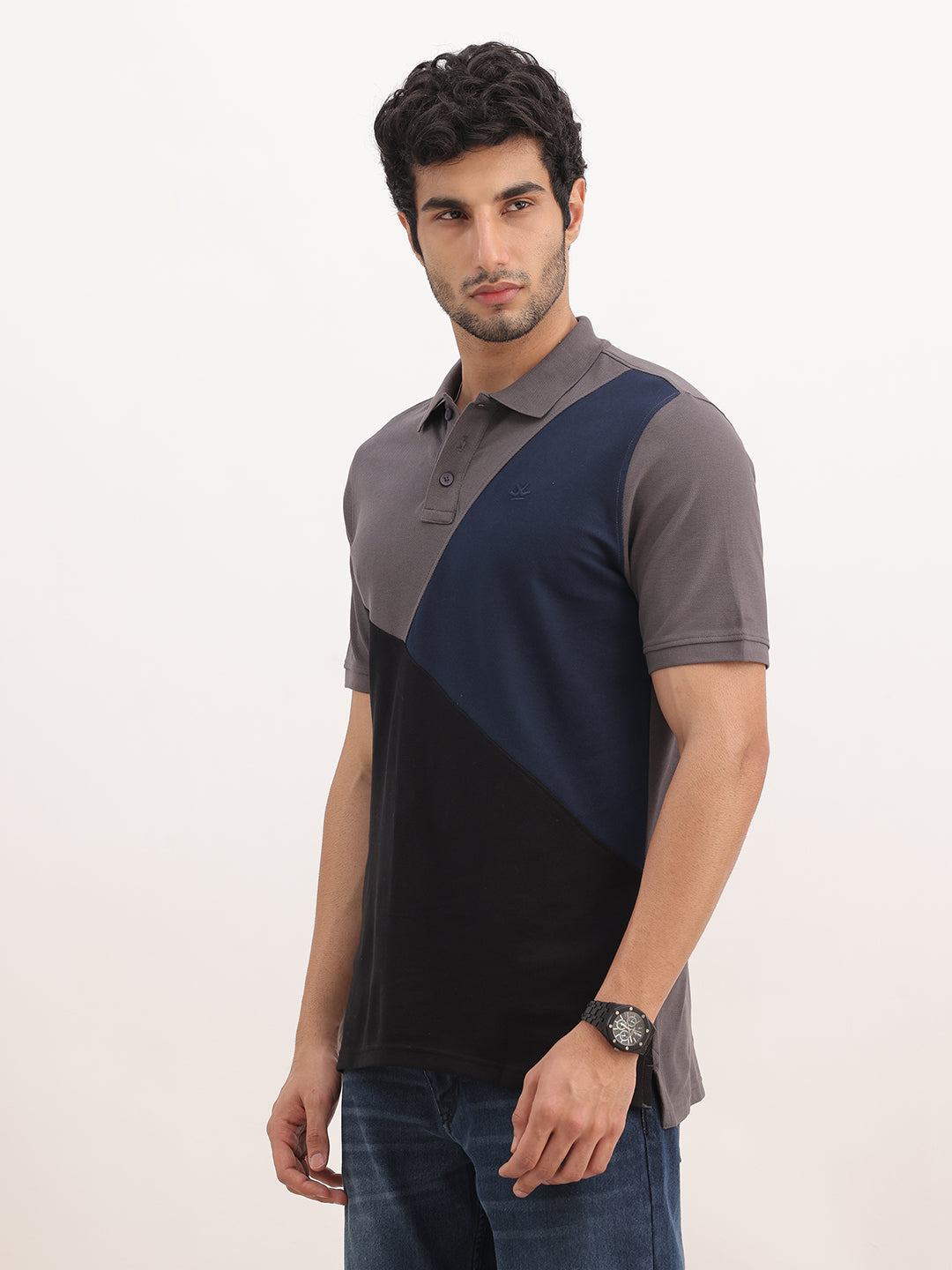 Classic Slim Fit Cut & Sew Polo T-Shirt | Dark Grey